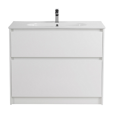 Тумба с керамической раковиной напольная BelBagno KRAFT 100 Bianco Opaco, раковина LOV-1000-LVB белая