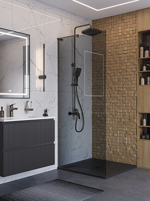 Душевая перегородка BelBagno UNO-L-1-TB-80-GR-GM