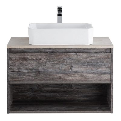 Тумба со столешницей, одним ящиком и одной открытой полкой подвесная BelBagno KRAFT 80 Pino Pasadena