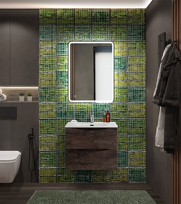 Тумба с раковиной подвесная BelBagno MARINO-CER-N 60 Rovere Nature Grigio, раковина белая
