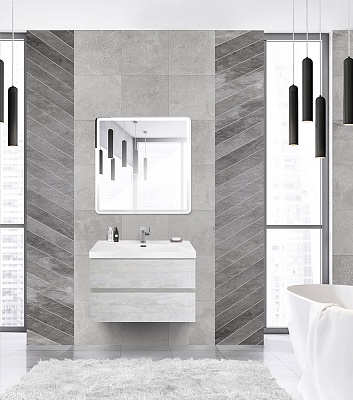 Тумба с раковиной подвесная CEZARES MOLVENO 46 80 Legno Bianco, раковина белая