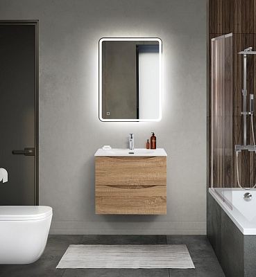 Тумба с раковиной подвесная BelBagno MARINO-CER-MINI 60 Rovere Bianco, раковина белая