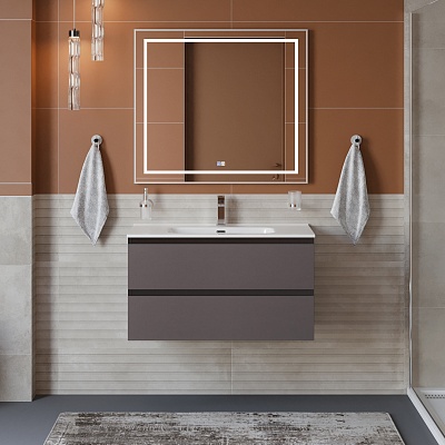 Тумба с раковиной подвесная BelBagno KRAFT 100 Темно-Серый Матовый, раковина BB1000ETL
