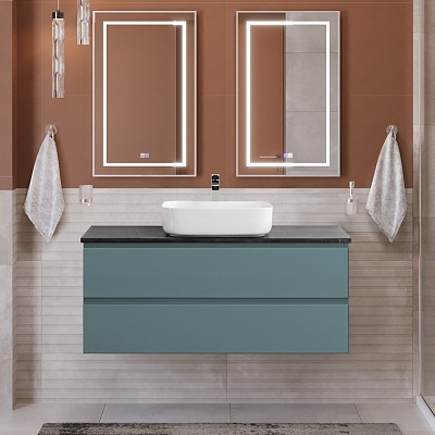 Тумба со столешницей подвесная BelBagno KRAFT 120 Голубой Матовый, столешница KEP-120-MNO
