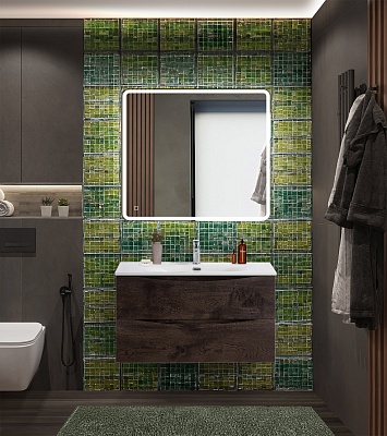 Тумба с раковиной подвесная BelBagno MARINO-CER-N 90 Rovere Nature Grigio, раковина белая