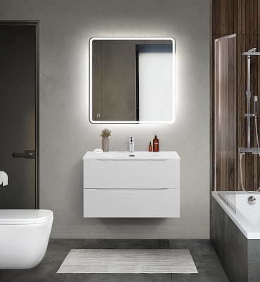 Тумба с раковиной подвесная BelBagno MARINO-CER-MINI 80 Bianco Lucido, раковина белая