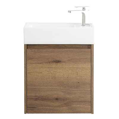 Тумба с раковиной подвесная BelBagno KRAFT MINI 50 Rovere Tabacco левосторонняя, раковина белая