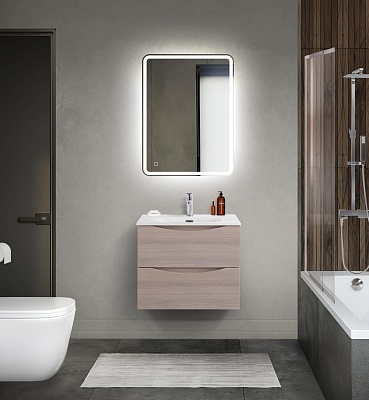 Тумба с раковиной подвесная BelBagno MARINO-CER-MINI 60 Rovere Grigio, раковина белая