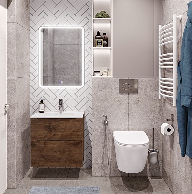Тумба с раковиной подвесная BelBagno ETNA-H60 60 Rovere Moro, раковина белая