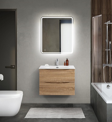 Тумба с раковиной подвесная BelBagno MARINO-CER-MINI 70 Rovere Bianco, раковина белая