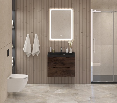 Тумба с раковиной подвесная BelBagno MARINO 70 Rovere Moro, раковина чёрная BB700/450-LV-ART-AST-NERO