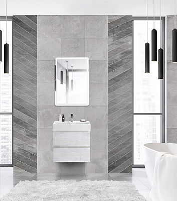 Тумба с раковиной подвесная CEZARES MOLVENO 46 60 Legno Bianco, раковина белая