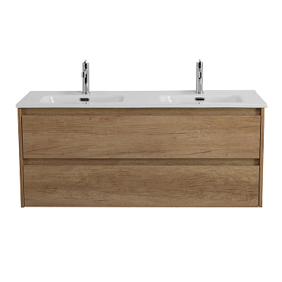 Тумба с раковиной на две чаши подвесная BelBagno KRAFT 120 Rovere Nebrasca Nature , раковина белая