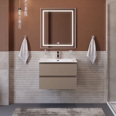 Тумба с раковиной подвесная BelBagno KRAFT 60 Бежевый матовый, раковина BB600ETL