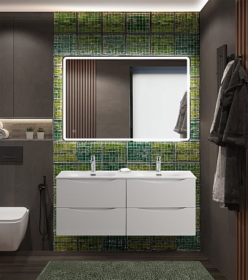 Тумба с раковиной подвесная с четырьмя ящиками BelBagno MARINO-CER-N 120 Bianco Lucido, раковина белая