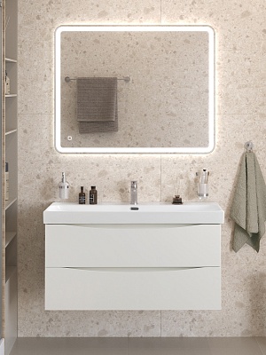 Тумба с раковиной подвесная BelBagno MARINO-CER-N 100 Bianco Lucido, раковина BB-8078-100