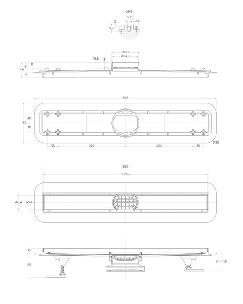 Душевой лоток BelBagno BB-LD-LUCE-60-NERO