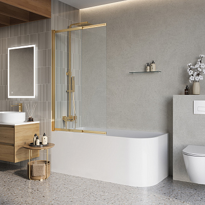 Душевая шторка на ванну BelBagno LUCE-VF-11-90/145-C-ORO