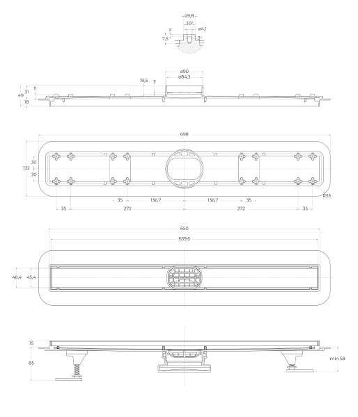 Душевой лоток BelBagno BB-LD-LUCE-70-NERO
