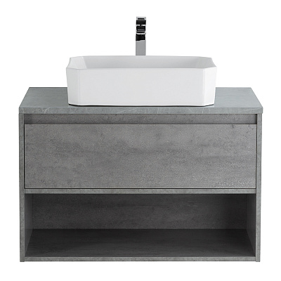 Тумба со столешницей, одним ящиком и одной открытой полкой подвесная BelBagno KRAFT 80 Cemento Grigio