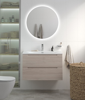 Тумба с раковиной подвесная BelBagno ETNA 80 Rovere Grigio, раковина белая BB-8099-80