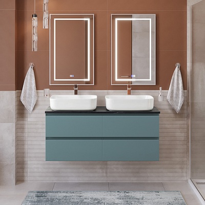 Тумба с четырьмя ящиками и столешницей подвесная BelBagno KRAFT 120 Голубой Матовый, столешница KEP-120-2-MNO