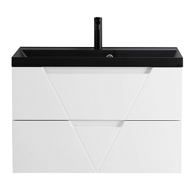 Тумба с раковиной подвесная BelBagno VITTORIA 90 Bianco Lucido, раковина чёрная