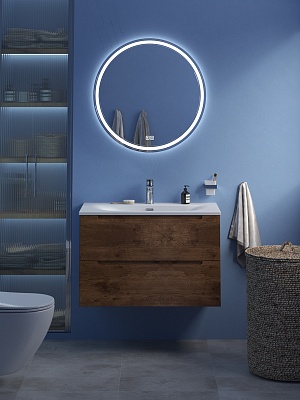 Тумба с раковиной подвесная BelBagno ETNA 80 Rovere Moro, раковина белая BB-8099-80