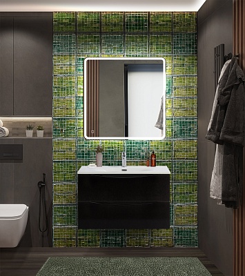 Тумба с раковиной подвесная BelBagno MARINO-CER-N 80 Nero Lucido, раковина белая