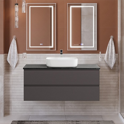 Тумба со столешницей подвесная BelBagno KRAFT 120 Темно-Серый Матовый, столешница KEP-120-MNO