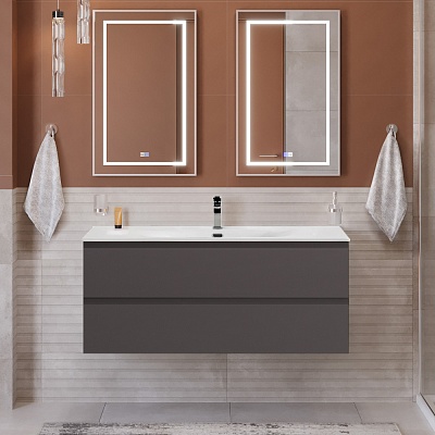 Тумба с раковиной подвесная BelBagno KRAFT 120 Темно-Серый Матовый, раковина BB-8099-120