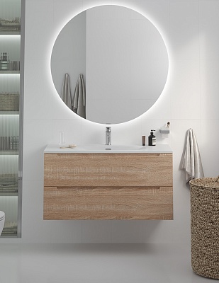 Тумба с раковиной подвесная BelBagno ETNA 100 Rovere Bianco, раковина белая BB-8099-100