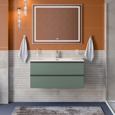 Тумба с раковиной подвесная BelBagno KRAFT 100 Еловый Матовый, раковина BB-8099-100
