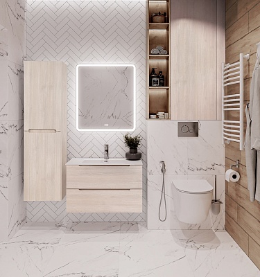 Тумба с раковиной подвесная BelBagno ETNA 70 Rovere Grigio, раковина белая