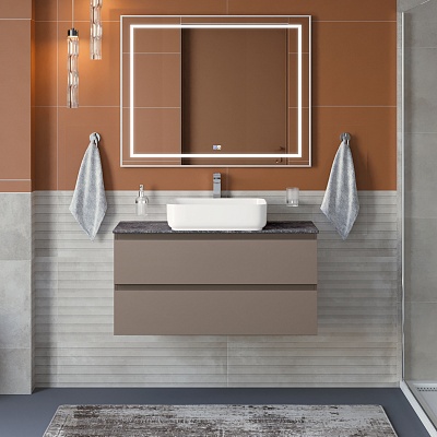 Тумба со столешницей подвесная BelBagno KRAFT 100 Бежевый матовый, столешница KEP-100-GRN
