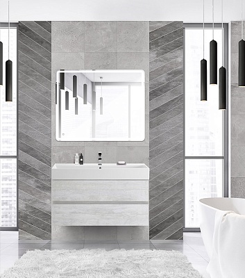 Тумба с раковиной подвесная CEZARES MOLVENO 46 100 Legno Bianco, раковина белая