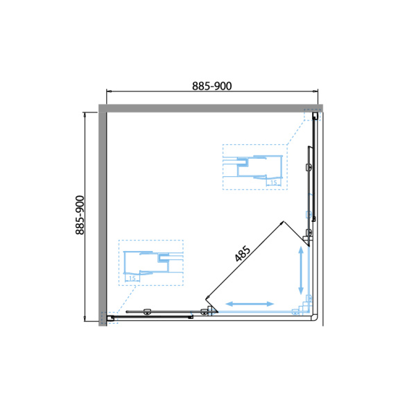Душевой уголок BelBagno DUE-A-2-90-P-Cr