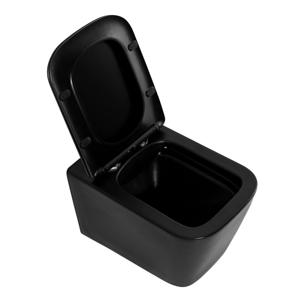 Унитаз подвесной безободковый BelBagno ARDENTE-C BB3202CHR-MB с сиденьем BB3202SC-MB