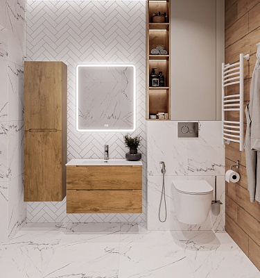 Тумба с раковиной подвесная BelBagno ETNA 80  Rovere Nature, раковина белая
