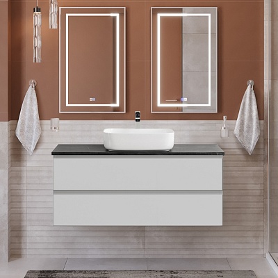 Тумба со столешницей подвесная BelBagno KRAFT 120 Bianco Opaco, столешница KEP-120-MNO