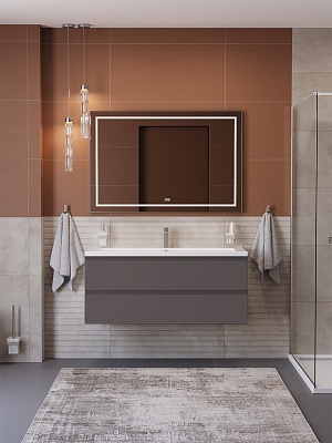 Тумба с раковиной подвесная BelBagno СТРУКТУРА (KRAFT) 120 Темно-Серый Матовый, раковина BB-8070-120