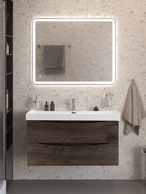 Тумба с раковиной подвесная BelBagno MARINO-CER-N 100 Rovere Nature Grigio, раковина BB-8078-100