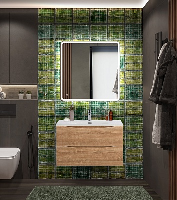Тумба с раковиной подвесная BelBagno MARINO-CER-N 80 Rovere Bianco, раковина белая