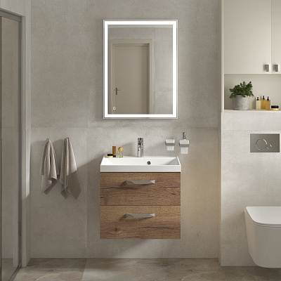 Тумба с раковиной подвесная BelBagno AURORA 70 Rovere Tabacco, раковина белая