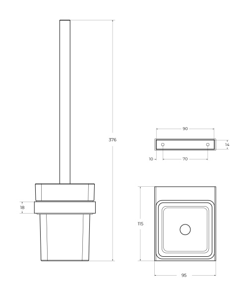 Ёршик для унитаза подвесной CEZARES SLIDER-TBS-V-GM
