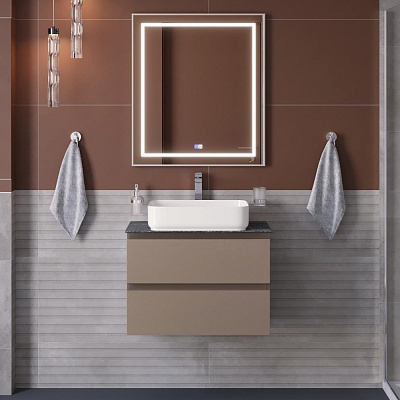 Тумба со столешницей подвесная BelBagno KRAFT 60 Бежевый матовый, столешница KEP-60-GRN