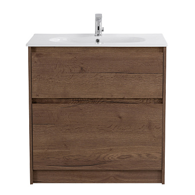 Тумба с керамической раковиной напольная BelBagno KRAFT 100 Rovere Tabacco, раковина LOV-1000-LVB белая