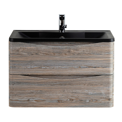 Тумба с раковиной подвесная BelBagno ACQUA 80 Pino Scania, раковина чёрная