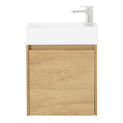 Тумба с раковиной подвесная BelBagno KRAFT MINI 50 Rovere Nebrasca Nature правосторонняя, раковина белая