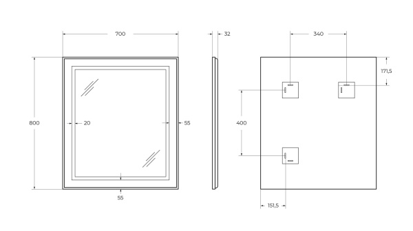 Зеркало BelBagno SPC-KRAFT-700-800-SENS-NERO
